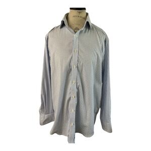 Twillory Mens Performance Shirt 16 32/33 Blue White‎ Gingham Coolmax Safe Cotton